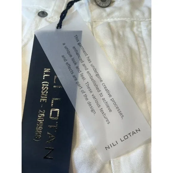 NWT NILI LOTAN Bias Linen/Cotton Pants in White Size 10 3NL135 MSRP $375